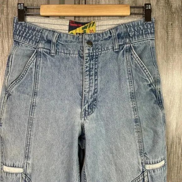 Levis Sport Jeans Vintage 90s Jogger Knee Pockets Elastic Waist Sz 27 - Picture 2 of 12